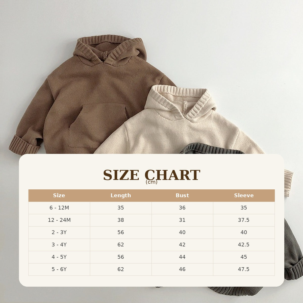 Size Guide - Knit Sweater Hoodie