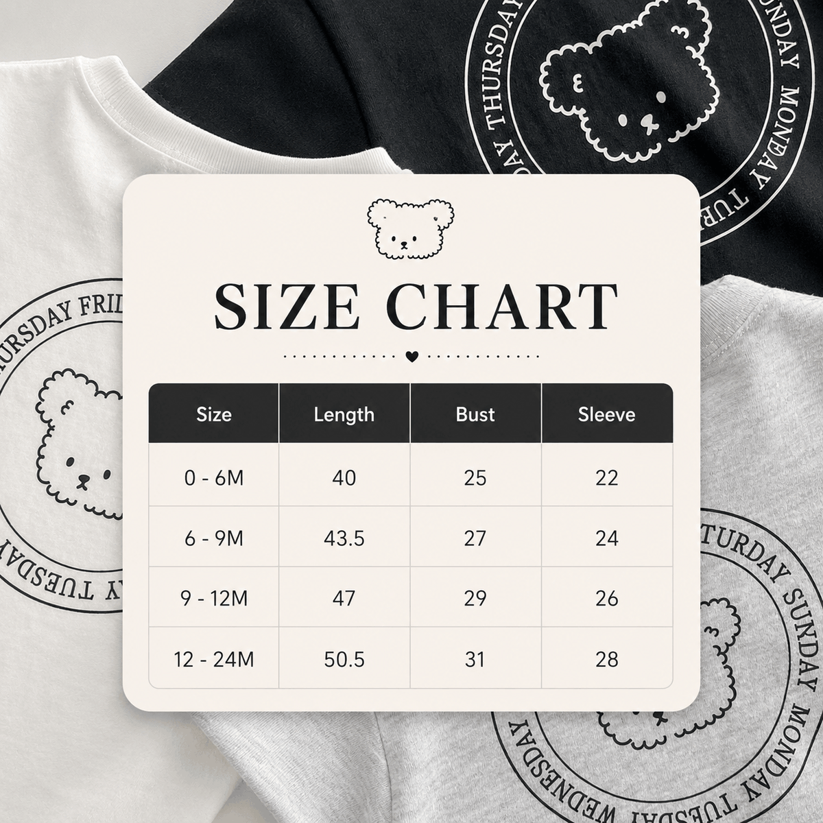 Size Guide - Little Bear Everyday Romper