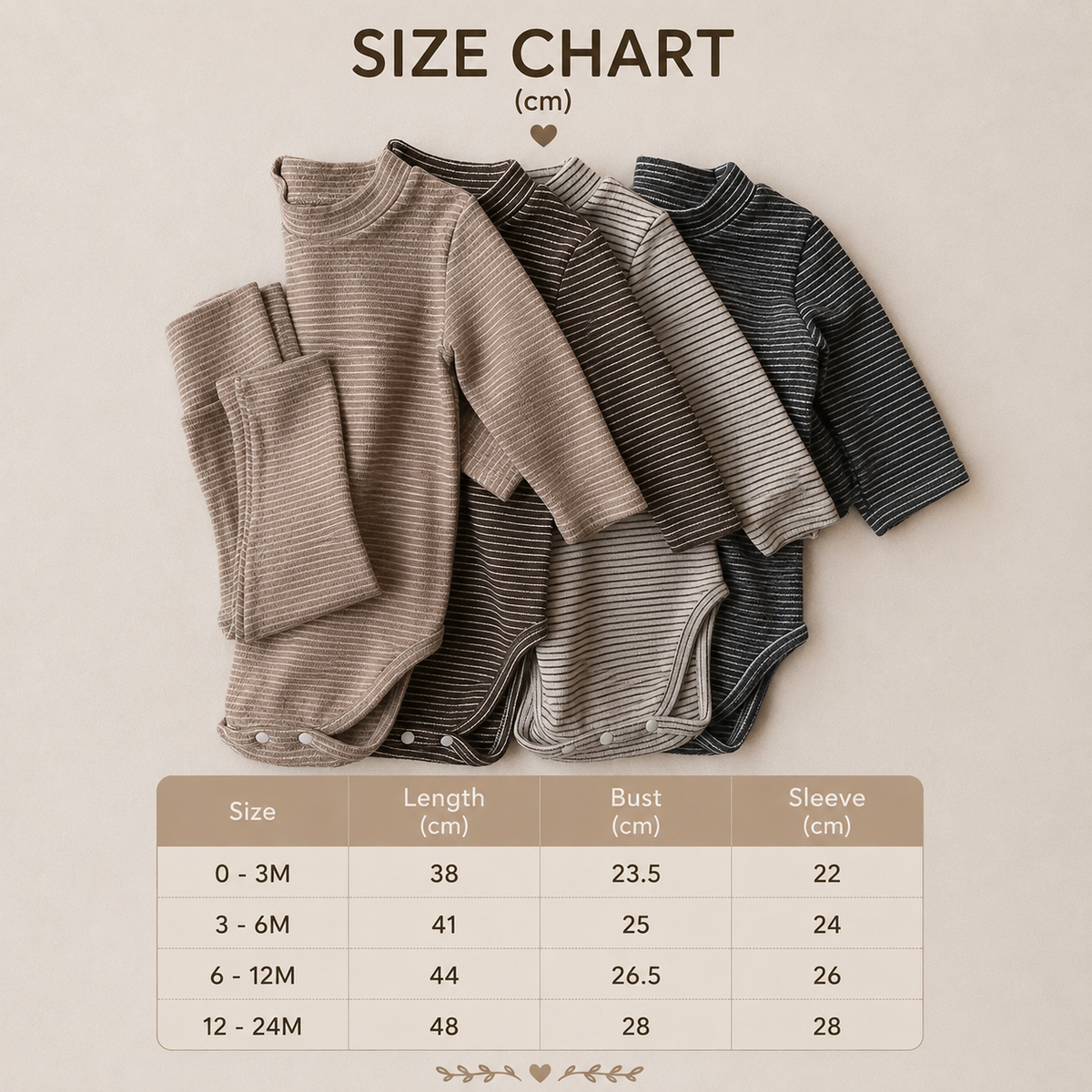 Size Guide - Long Sleeved Striped Loungewear Set