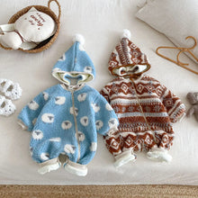 Load image into Gallery viewer, Winter Snuggle Fleece Jumpsuit with Bonnet
