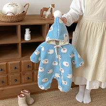Load image into Gallery viewer, Winter Snuggle Fleece Jumpsuit with Bonnet
