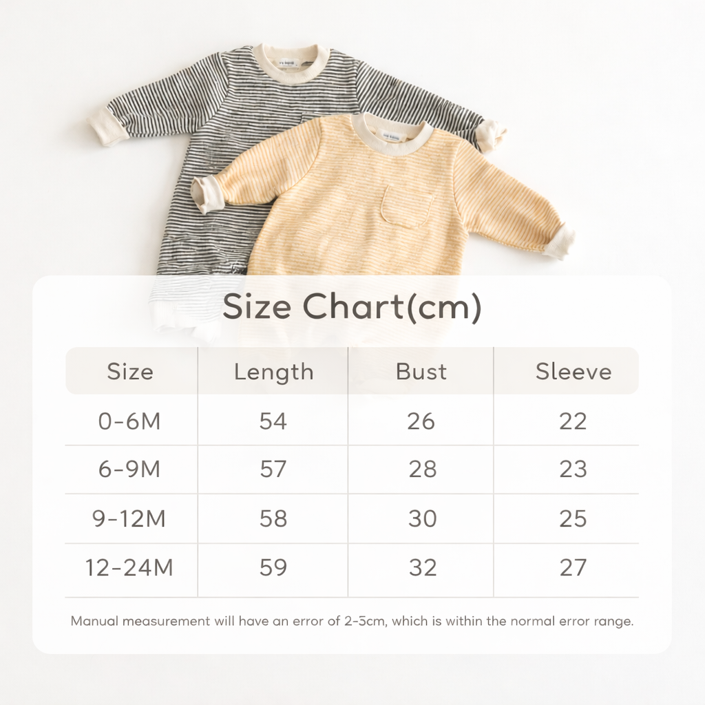 Size Guide - Striped Round Neck Onesie