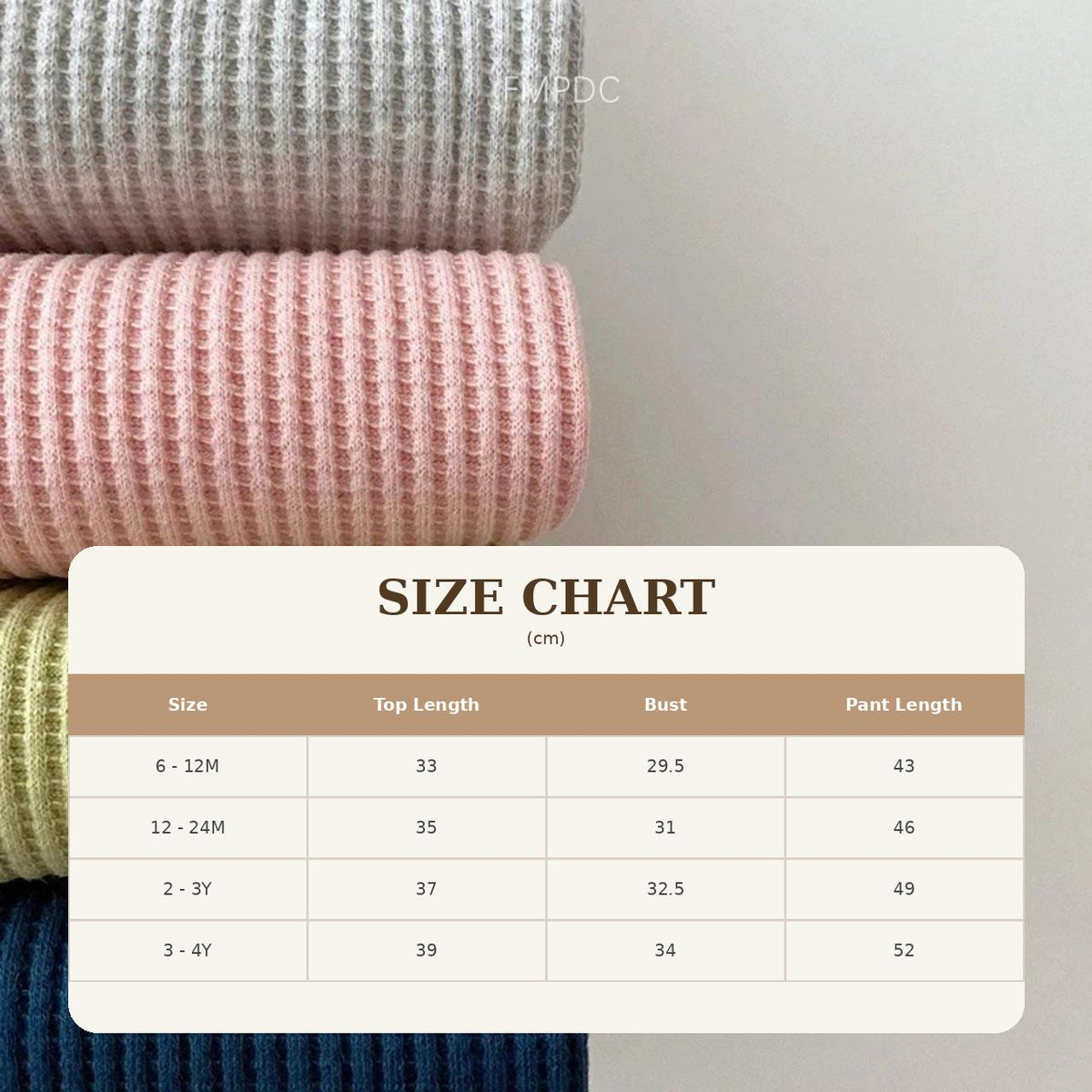 Size Guide - Waffle Top and Jogger Pants Set