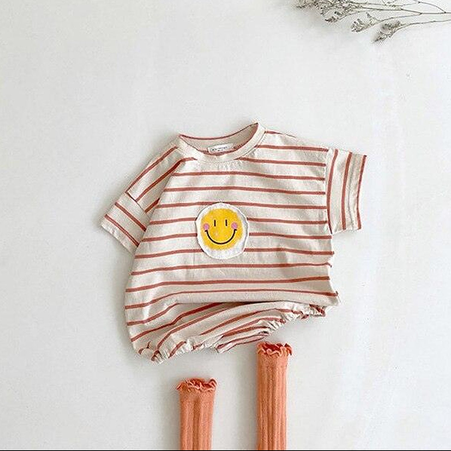 Smiley Striped Romper