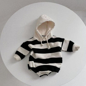 Hooded Striped Sweatshirt Onesie