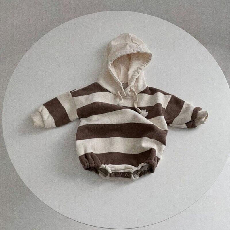 Hooded Striped Sweatshirt Onesie