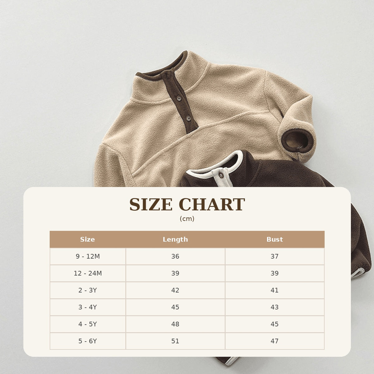 Size Guide - Mock Neck Fleece Sweater