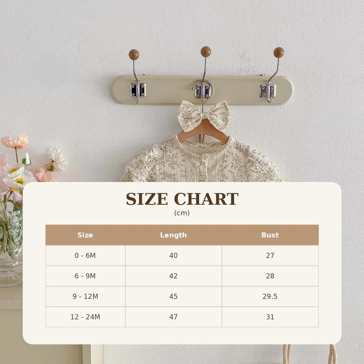 Size Guide - Willow Garden Romper w Bow Hairband