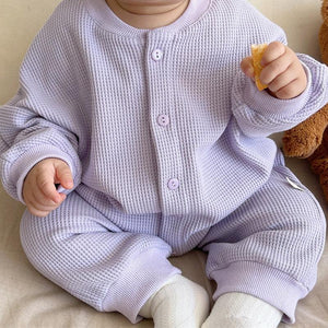 Baby Waffle Button Jumpsuit