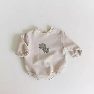 Baby Dino Sketch Sweatshirt Romper