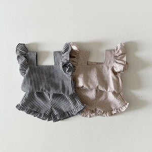 Checkered Ruffled Top and Bloomer