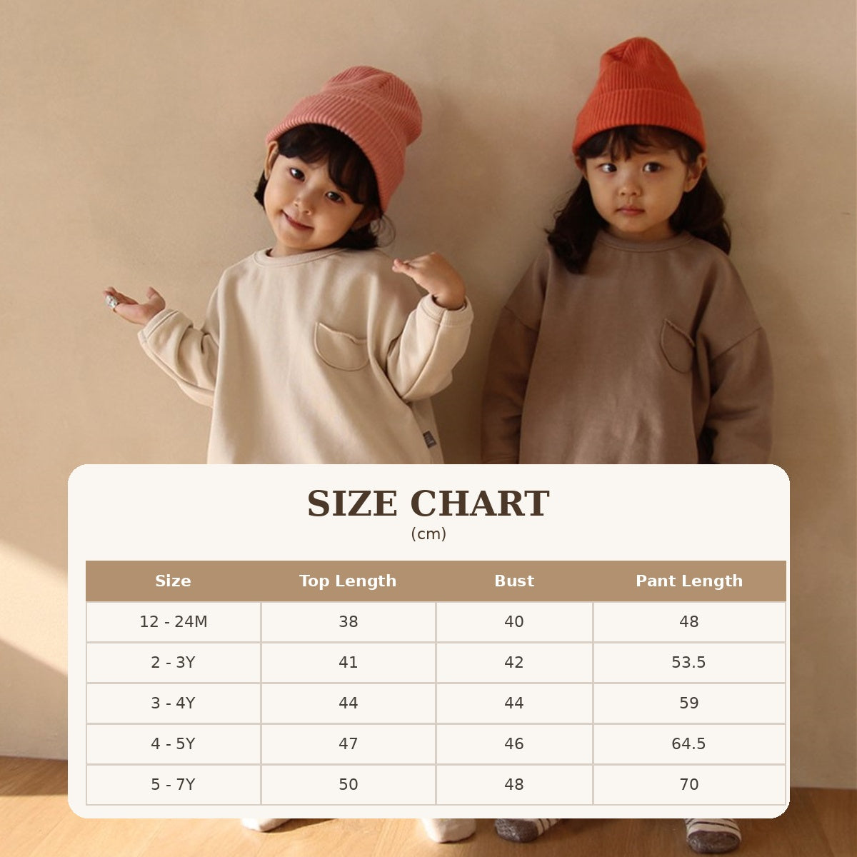 Size Guide - Sweatshirt with Long Pants