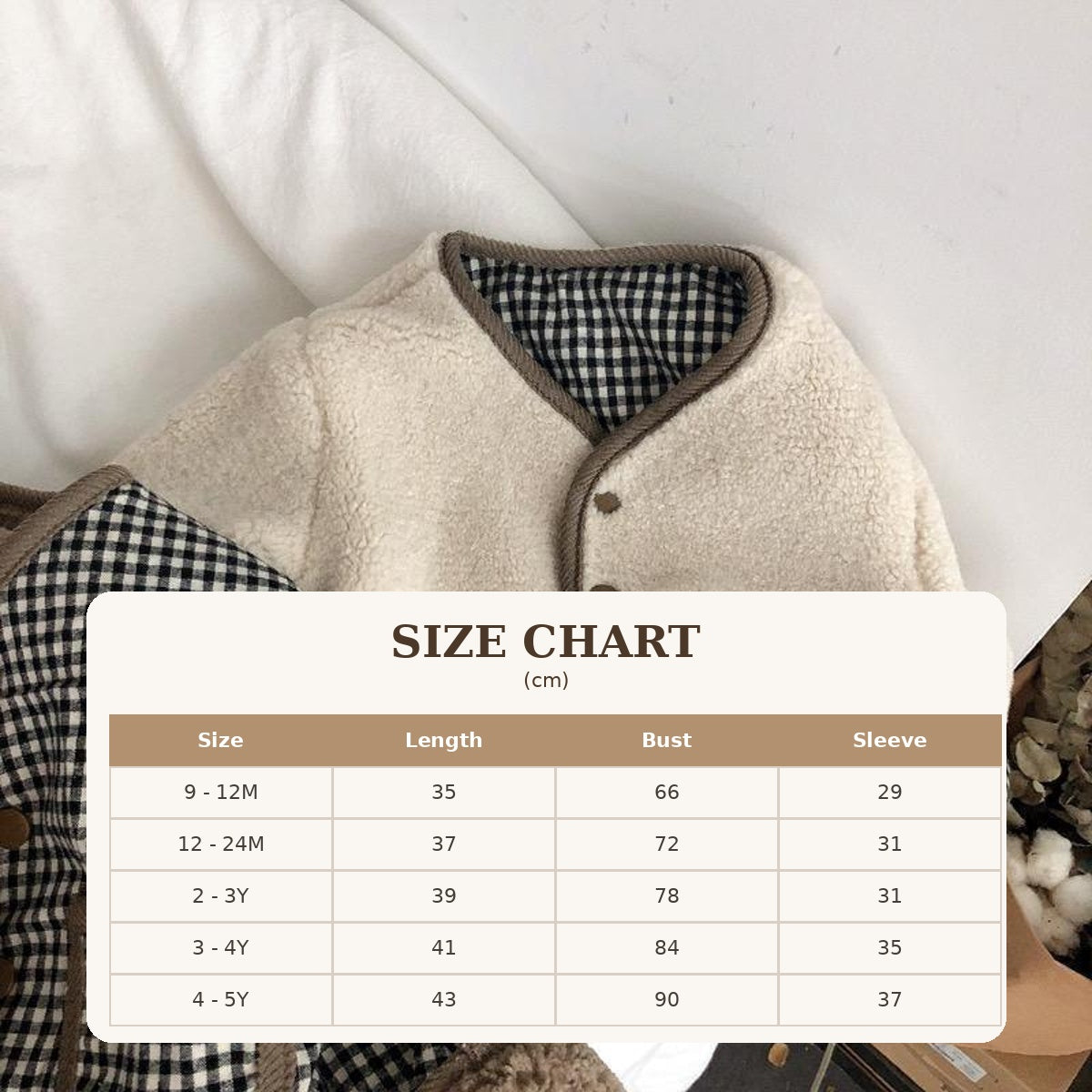 Size Guide - Reversible Woolen Checkered Jacket