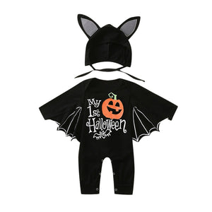 My 1st Halloween Bat Playsuit With Hat
