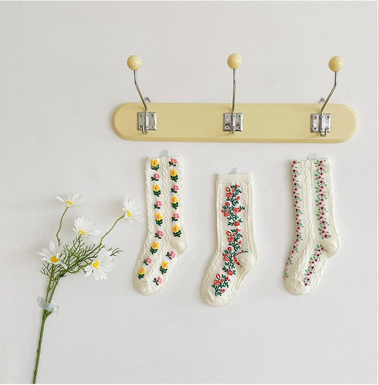 Floral Embroidery Socks - 3 Pack