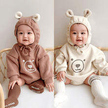Load image into Gallery viewer, Bear With Me Romper With Hat
