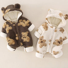 Load image into Gallery viewer, Hooded Furry Teddy Romper
