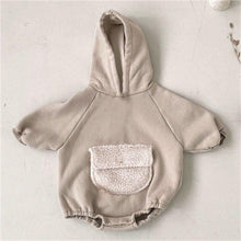 Load image into Gallery viewer, Fuzzy Pocket Hooded Romper
