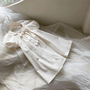 Puffy Sleeved Bow Dress