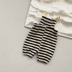 Striped Patch Pocket Knitted Overalls