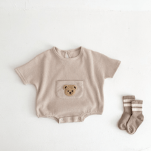 Load image into Gallery viewer, Teddy on a Pocket Romper
