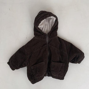 Corduroy hooded Zipper Jacket