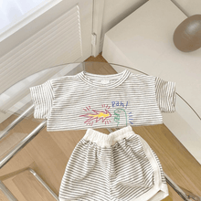 Load image into Gallery viewer, Doodling Striped Top with Shorts Set
