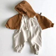 Load image into Gallery viewer, Color Block Hooded Romper (Fleece Lining)
