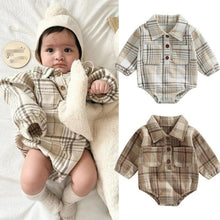 Load image into Gallery viewer, Long Sleeved Plaid Romper

