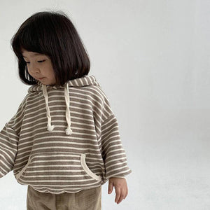 Long Sleeved Striped Hooded Jacket