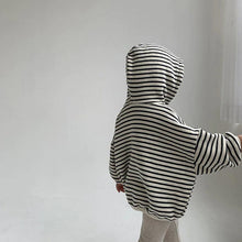 Load image into Gallery viewer, Long Sleeved Striped Hooded Jacket
