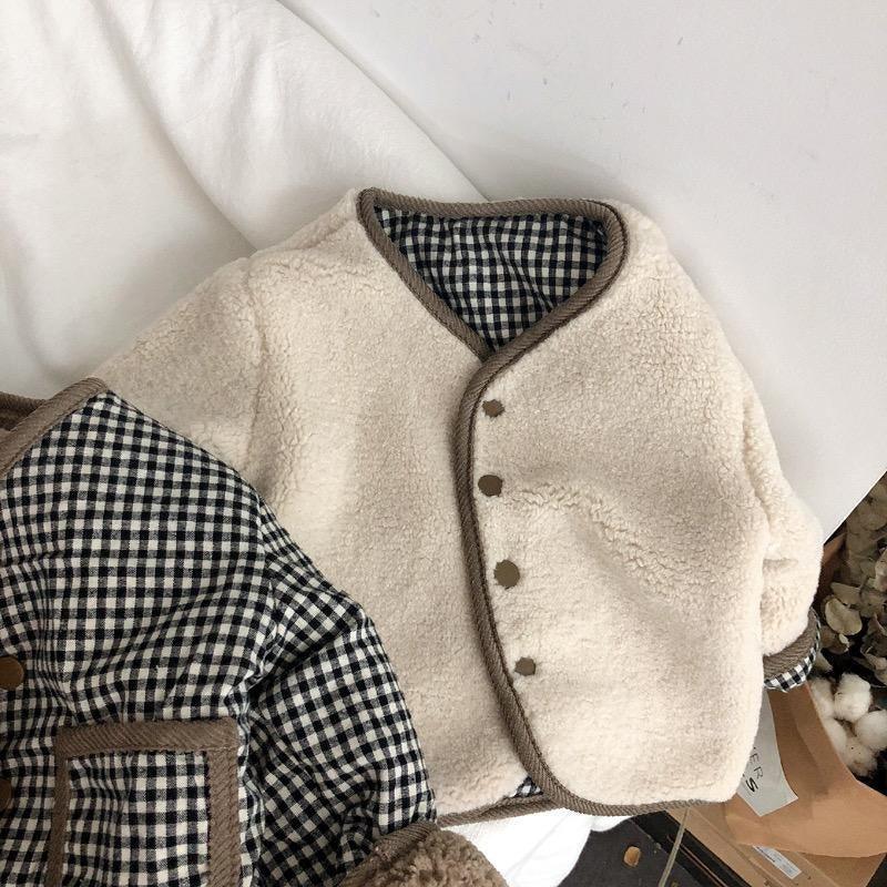 Reverse Checkered Woolen Jacket