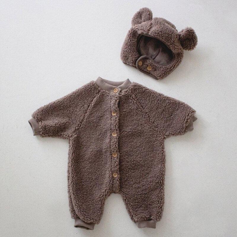 Furry Furry Teddy Romper with Hat