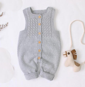 Button Knitted Sleeveless Jumpsuit