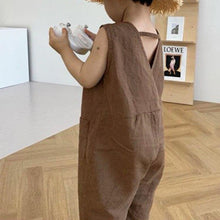 Load image into Gallery viewer, V-back Sleeveless Button Jumpsuit
