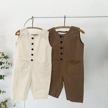 Load image into Gallery viewer, V-back Sleeveless Button Jumpsuit
