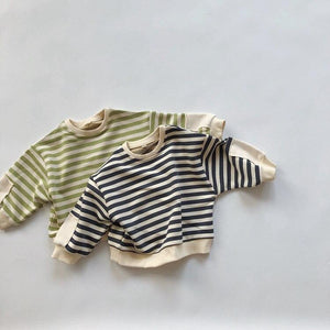 Patched Long Sleeved Striped Sweater