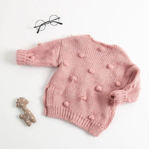 Knitted Cotton Ball Cardigan
