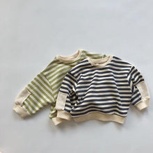 Load image into Gallery viewer, Patched Long Sleeved Striped Sweater
