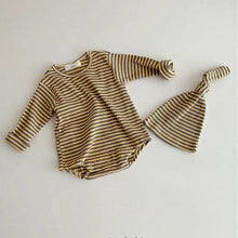 Load image into Gallery viewer, Striped Romper with Knotted Hat
