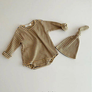Striped Romper with Knotted Hat